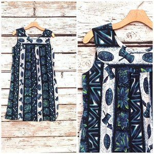 Vintage Ui Maikai Tapa Tiki Hawaiian Aloha Dress M